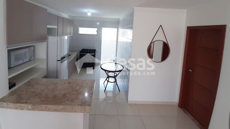 Apartamento de dois quartos, novo na Praia de Taperapuan